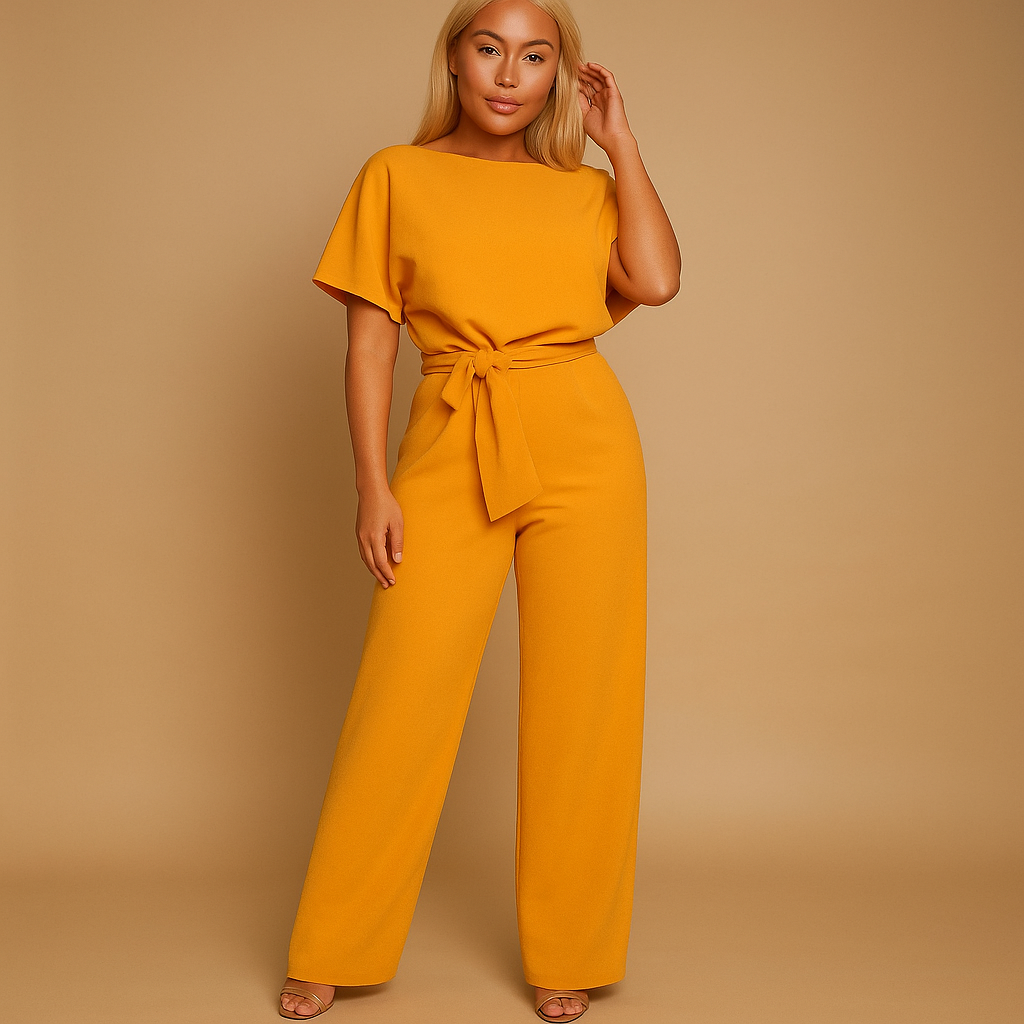 Dames jumpsuit zwart met veterdetail en getailleerde pasvorm | Tessa 3