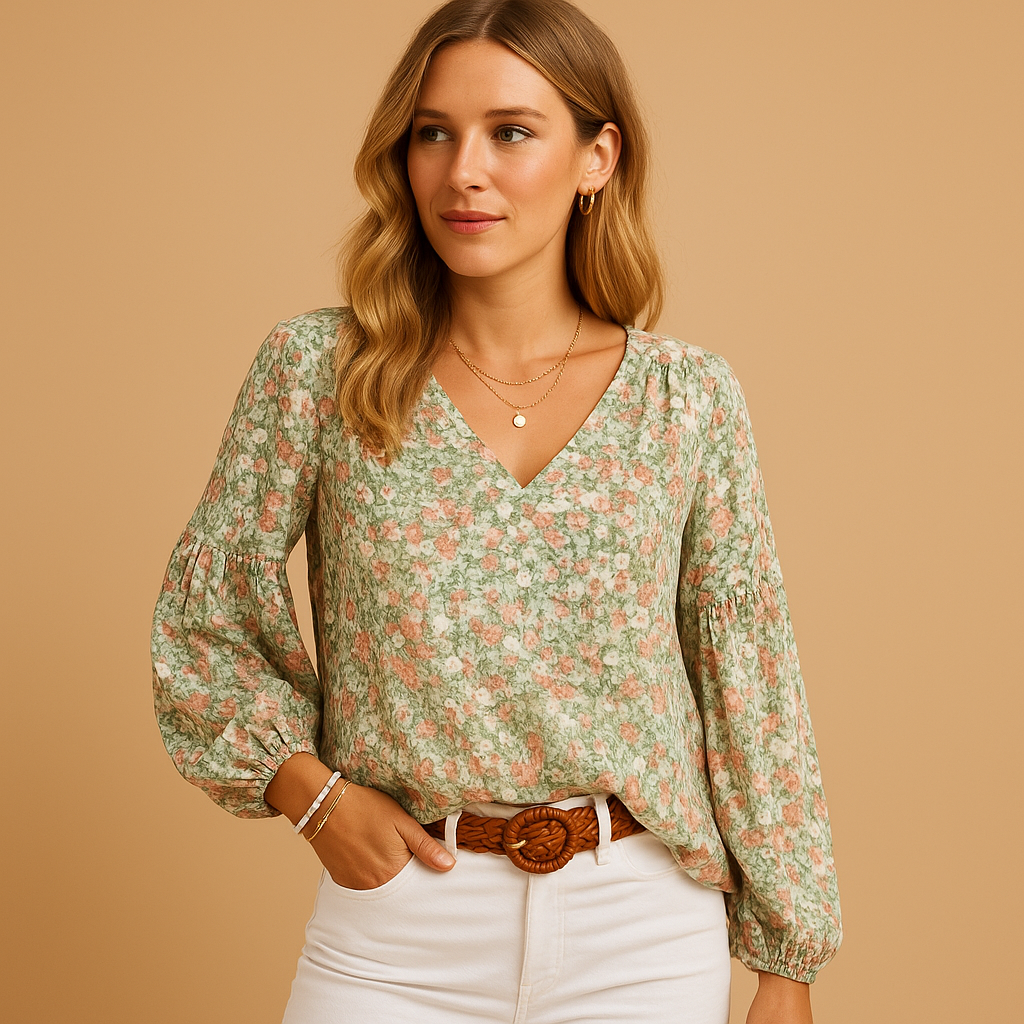 Witte Bloemige Blouse Dames met Lange Mouwen | Mila 6