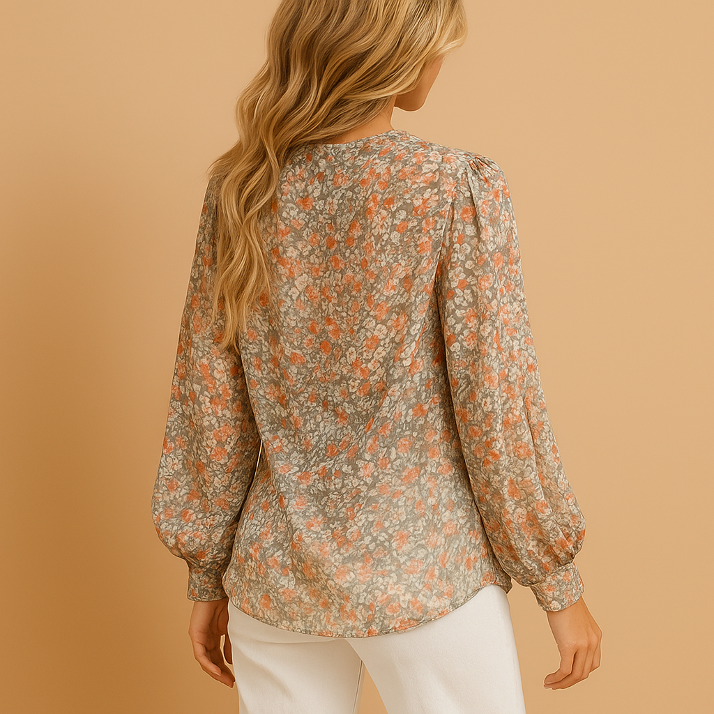 Witte Bloemige Blouse Dames met Lange Mouwen | Mila 5