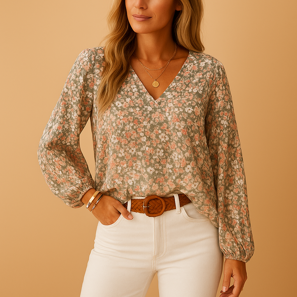 Witte Bloemige Blouse Dames met Lange Mouwen | Mila 4