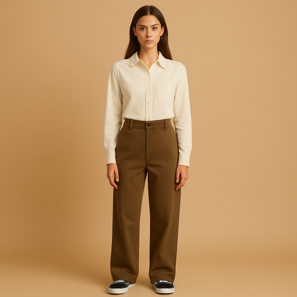 Baggy broek dames met dubbele knoopsluiting | Roos 4