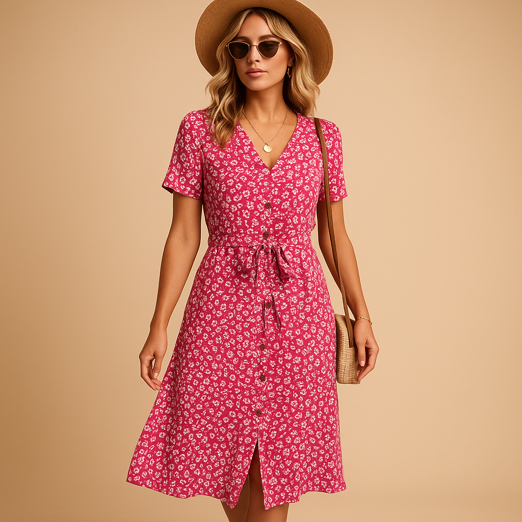 Bloemenprint zomerjurk met korte mouwen voor dames | Fleur 5