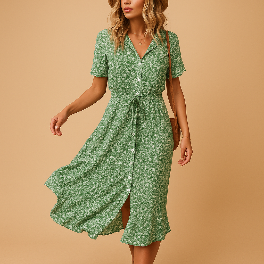 Bloemenprint zomerjurk met korte mouwen voor dames | Fleur 3