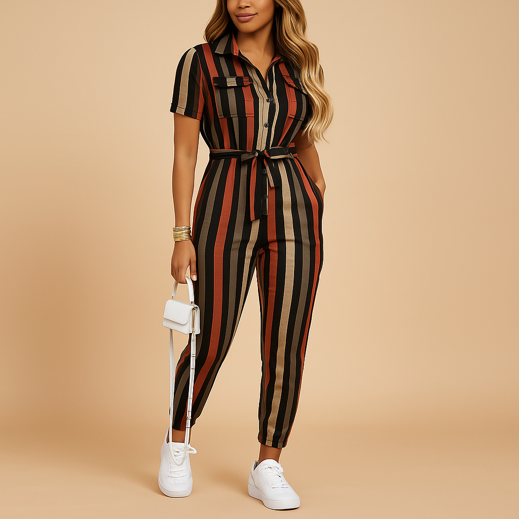 Dames jumpsuit met knoopsluiting en getailleerd ontwerp | Elvira 4