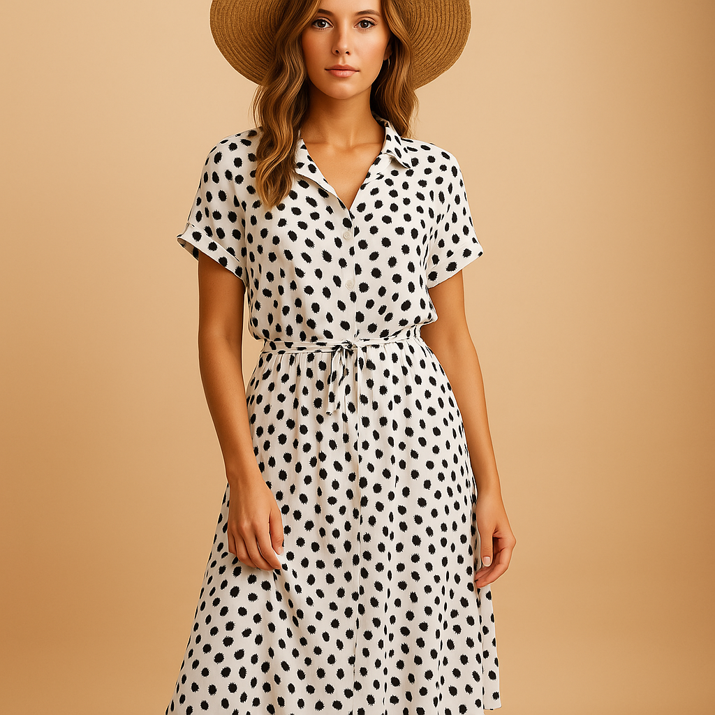 Chique midi jurk voor dames met korte mouwen | Clara 6