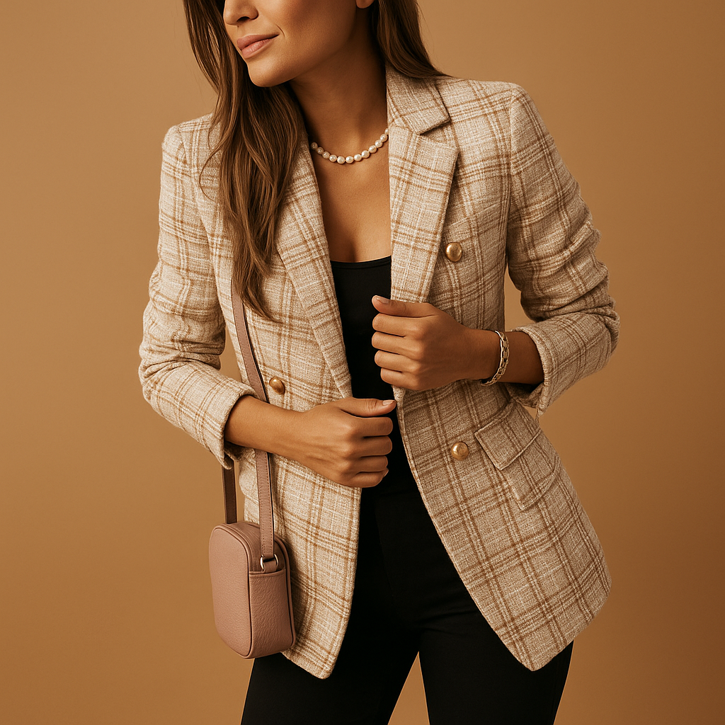 Zwarte blazer dames met elegante getailleerde pasvorm | Tessa 3