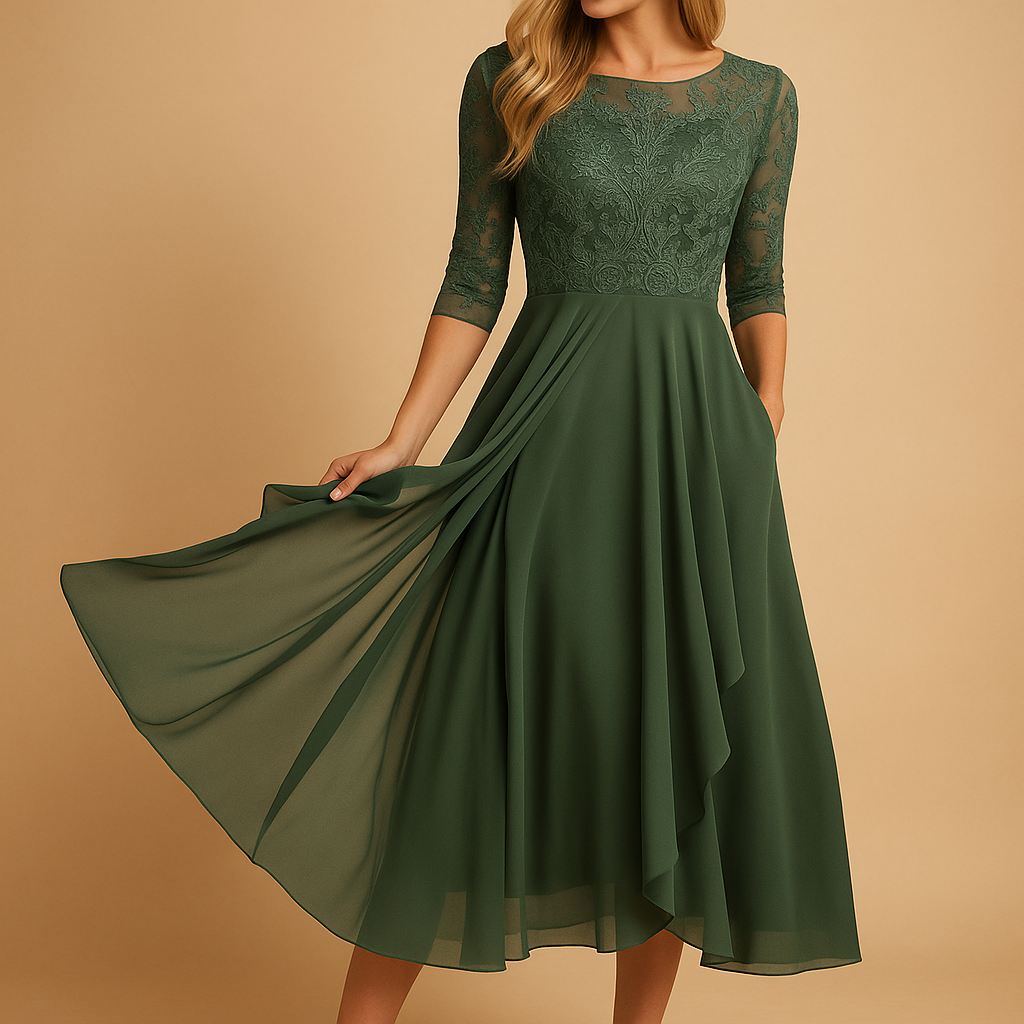 Lange zomerjurk dames met korte mouwen en maxi lengte | Milou 3