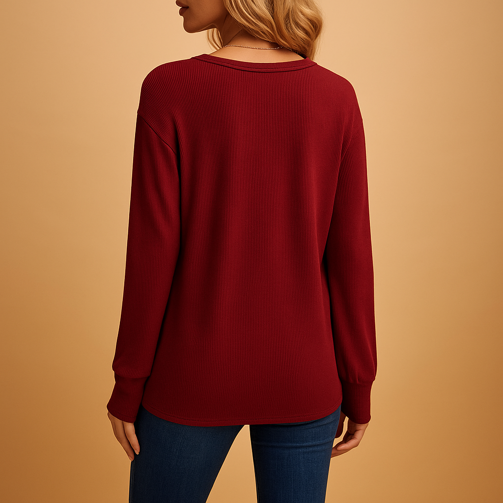 Zwarte Dames Blouse Met V-hals En Knoopdetails | Jolien 6