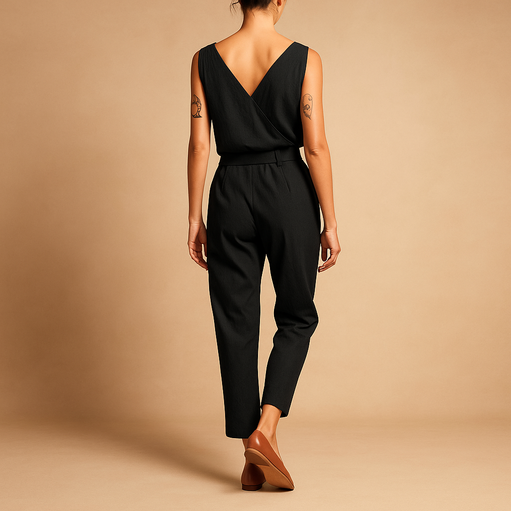 Dames Jumpsuit Zwart Met Verstelbare Tailleband | Myrthe 6