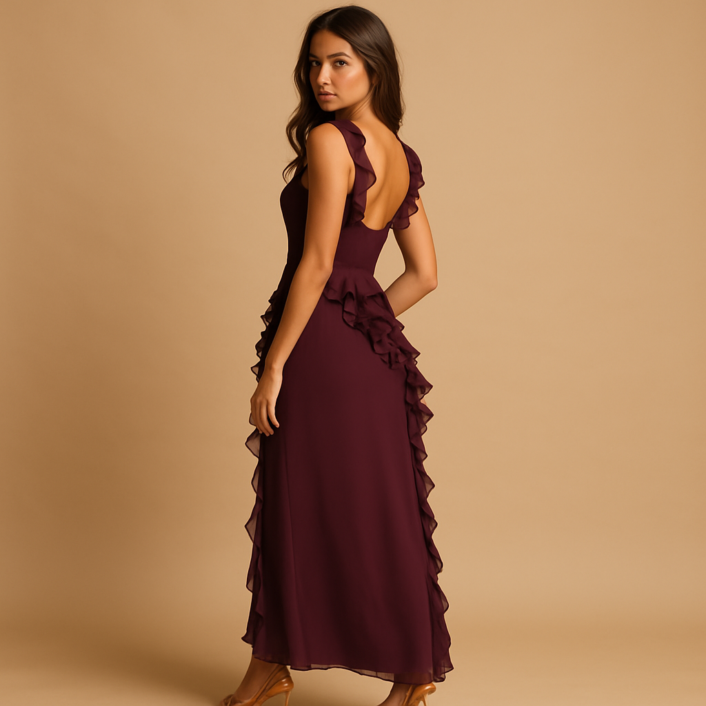 Elegante Maxi Jurk met Hoge Split en Verstelbare Bandjes | Yinthe 3