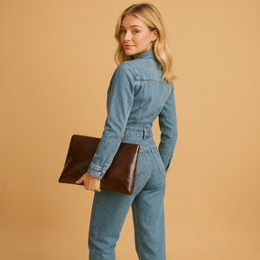 Spijker jumpsuit met lange mouwen en rechte pijpen | Lara 3
