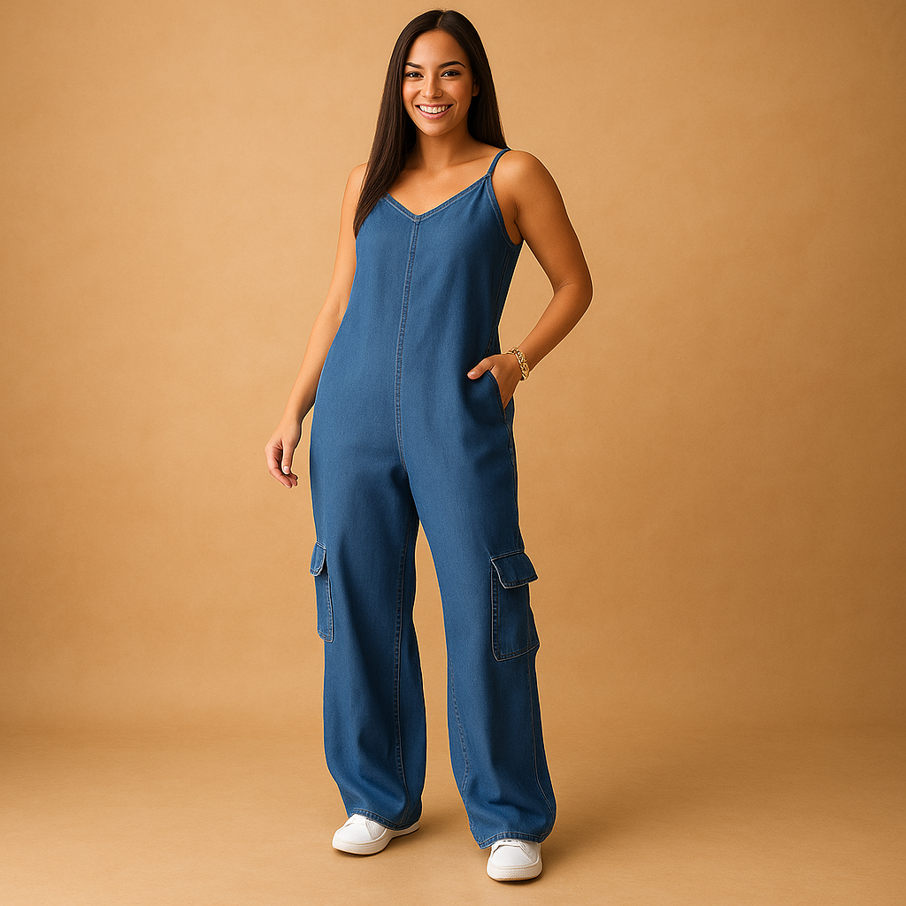 Zwarte Jumpsuit Met Open Rug En V-hals | Valerie 2