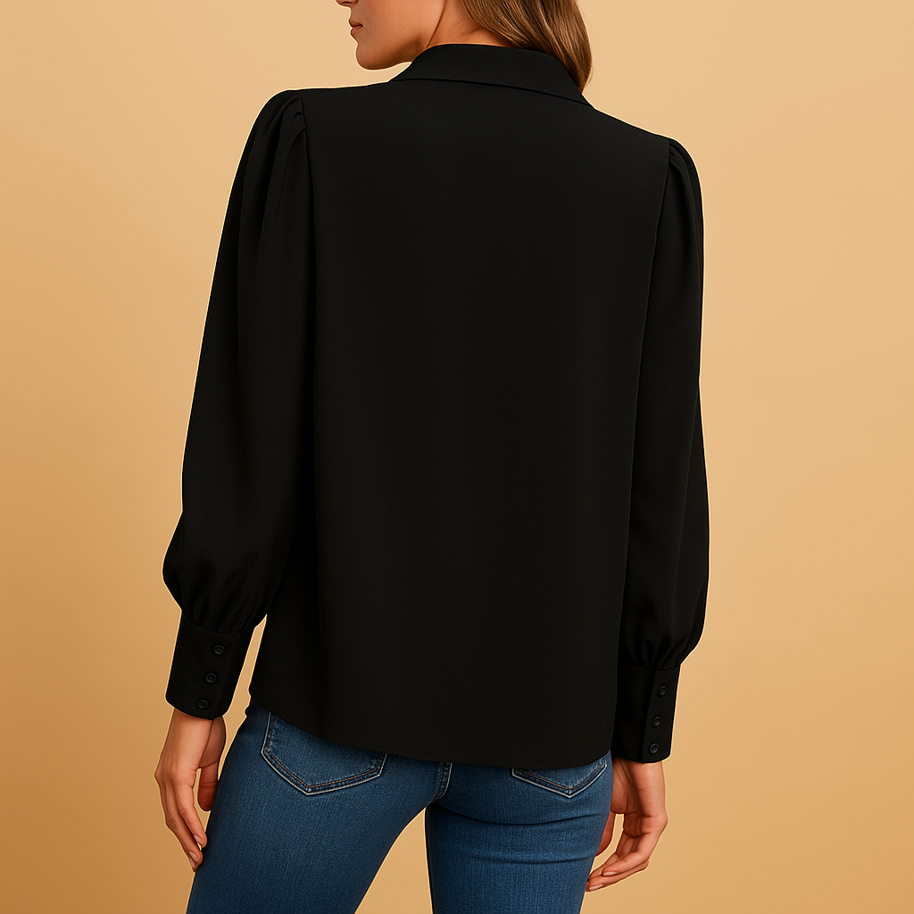 Dames blouse lange mouw met lantaarnmouwen en gerimpelde details | Isabelle 2