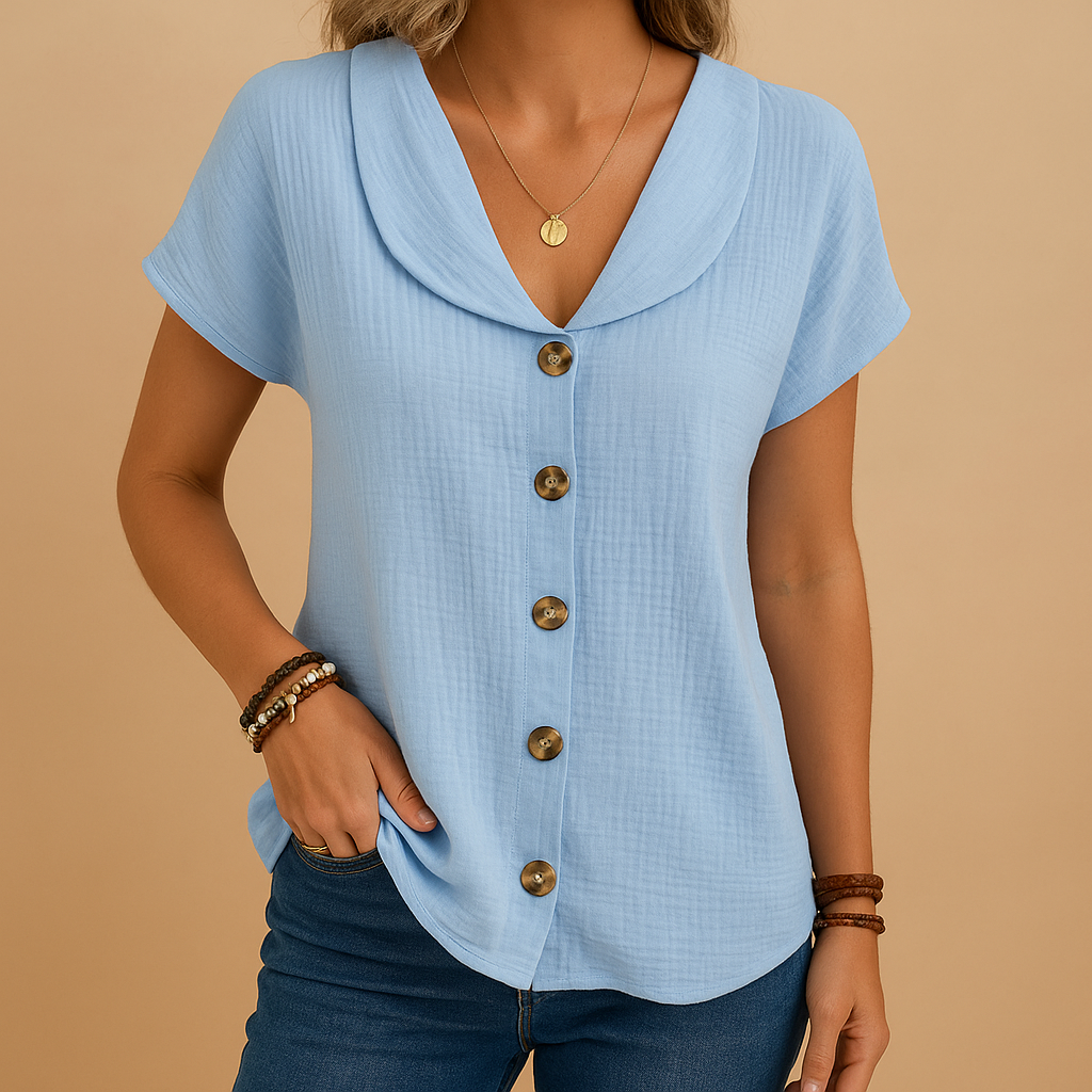 Witte blouse dames van ademend katoen met elegante uitstraling | Merel 2