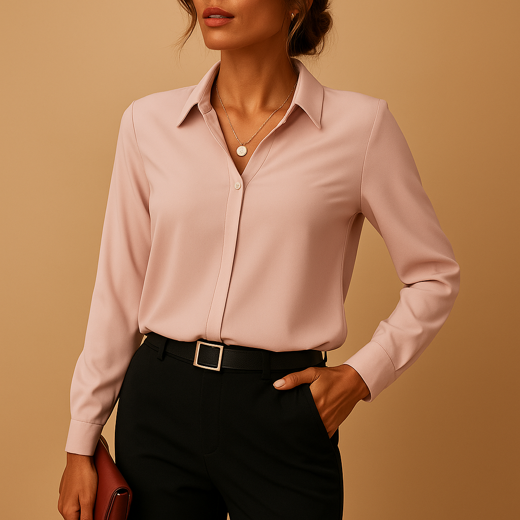 Witte blouse dames met vrouwelijke pasvorm en knoopsluiting | Lieke 2