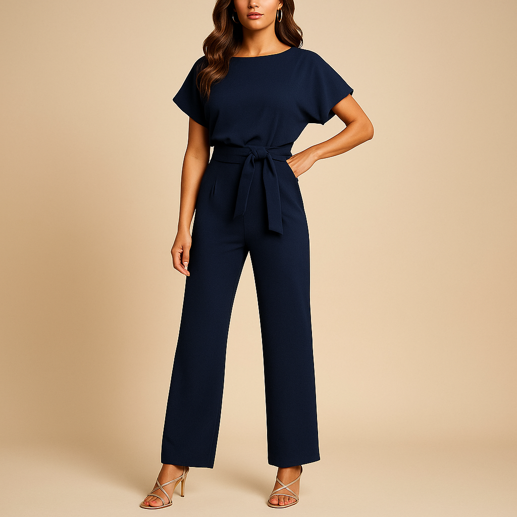 Dames jumpsuit zwart met veterdetail en getailleerde pasvorm | Tessa 2