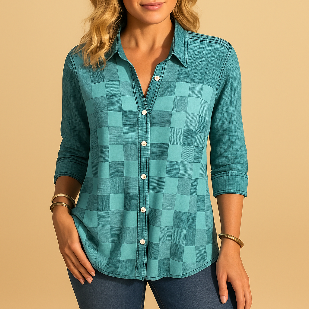 Dames blouse met ademende stof en stijlvol ruitpatroon | Janne 2
