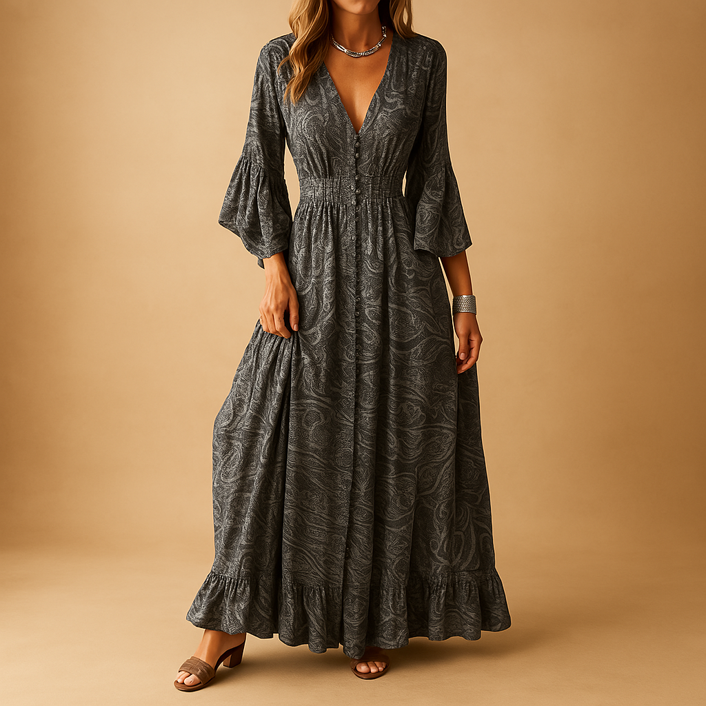 Boho Jurk met Lange Pasvorm en Elegante Details | Elise 2