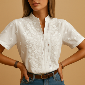 Elegante witte blouse voor dames met luchtige pasvorm | Elvira 3