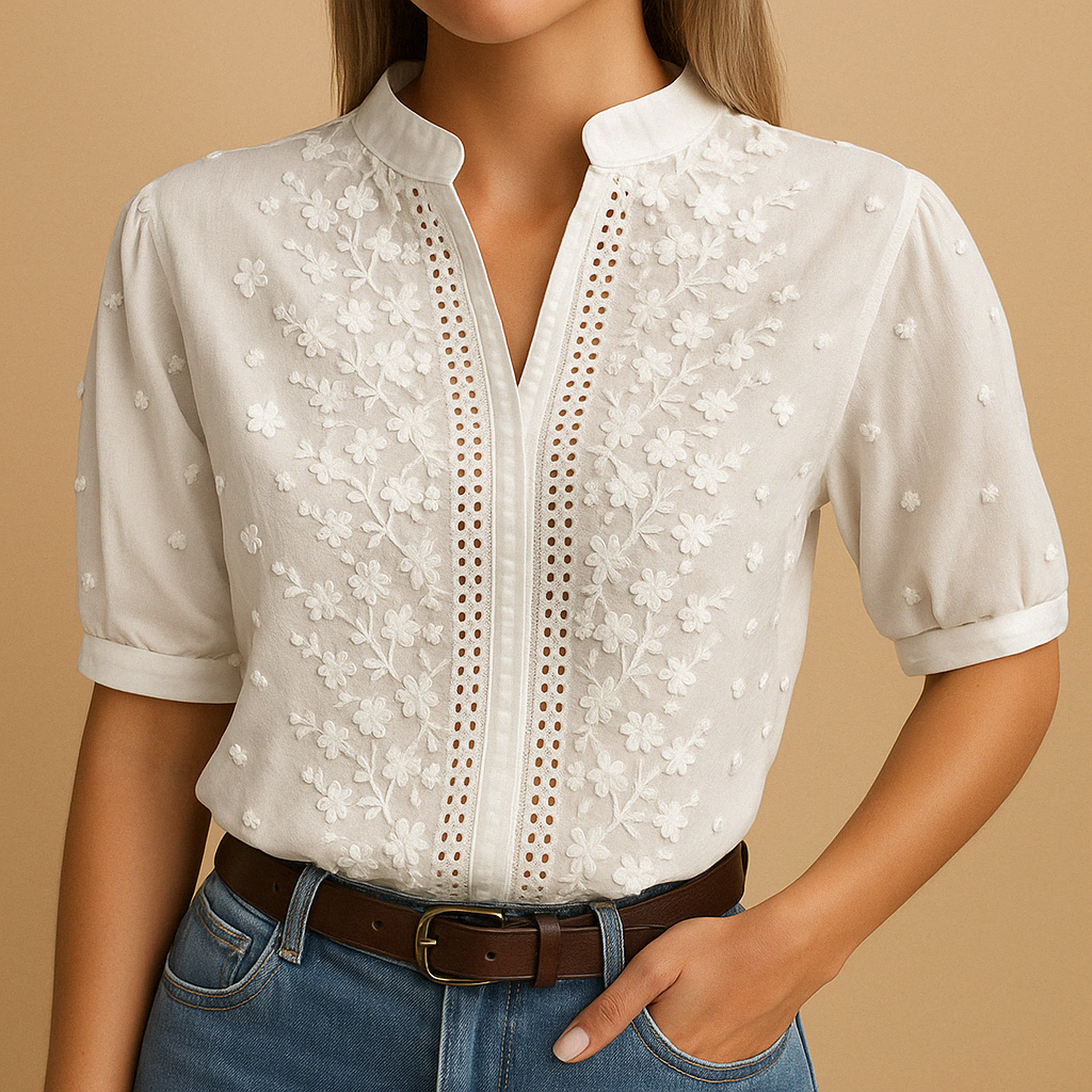 Elegante witte blouse voor dames met luchtige pasvorm | Elvira 2