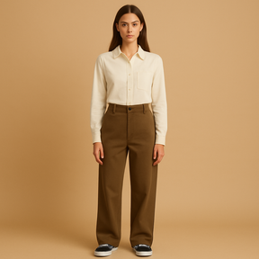 Baggy broek dames met dubbele knoopsluiting | Roos 4