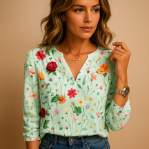 Dames blouse met bloemenprint en V-hals | Tess 3