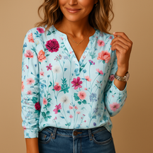 Dames blouse met bloemenprint en V-hals | Tess 4