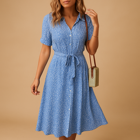 Bloemenprint zomerjurk met korte mouwen voor dames | Fleur 2