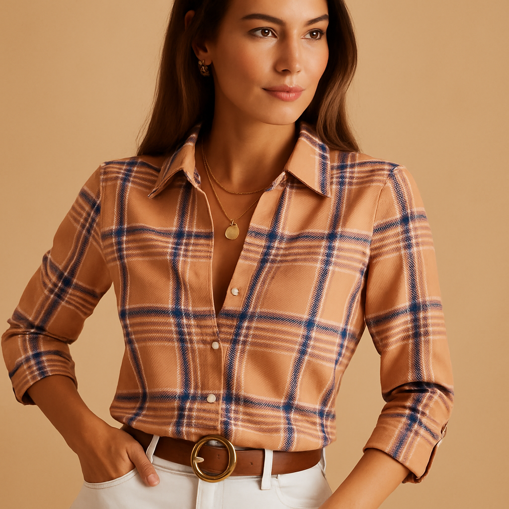 Dames blouse met overslaghals en opvallende print | Nina 2