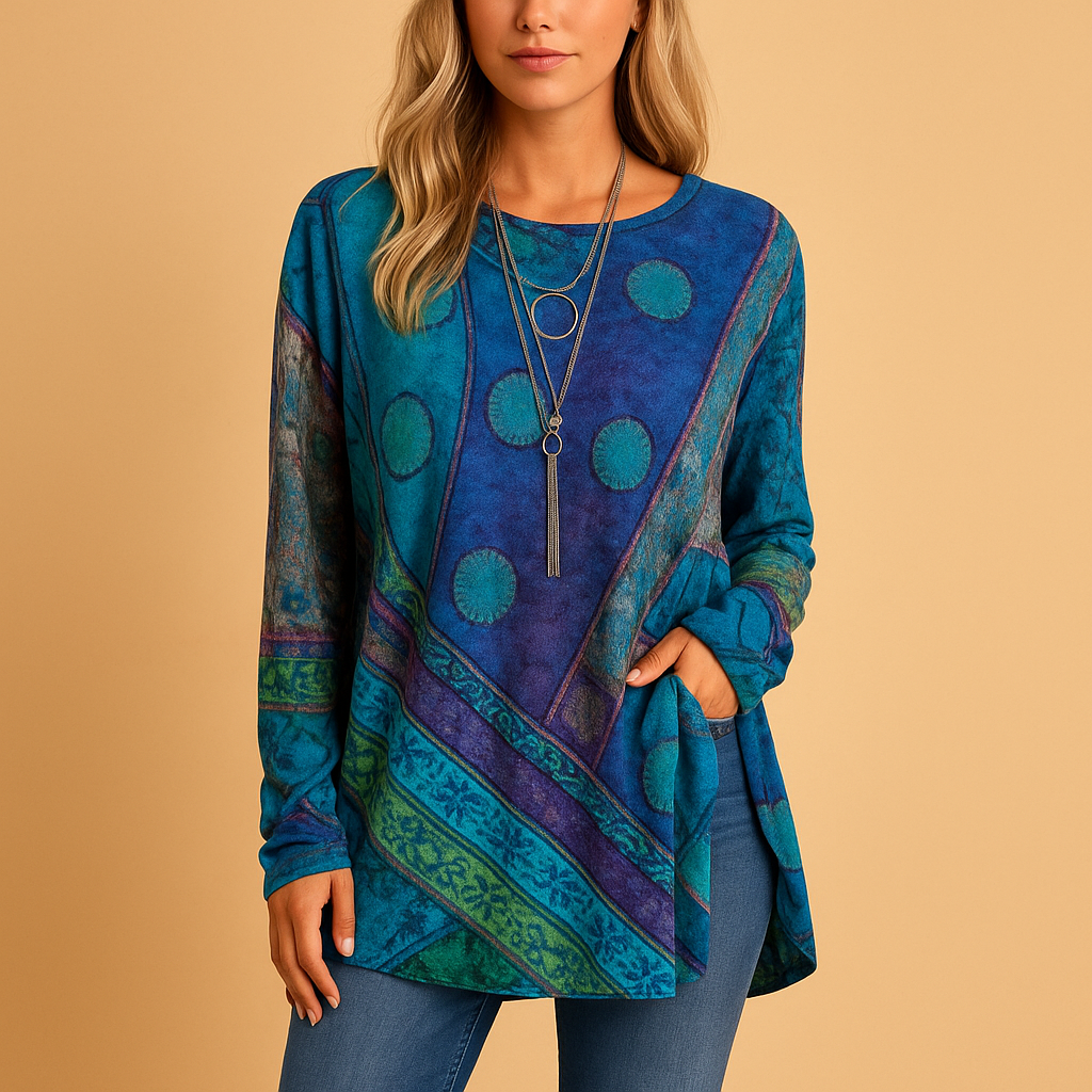 Etnische print off-shoulder top met ontspannen pasvorm | Elvira 2