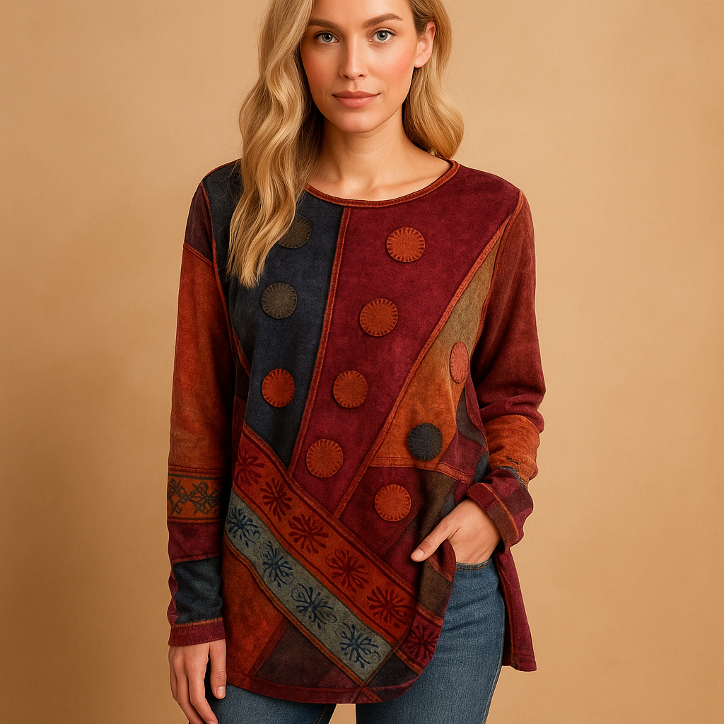 Etnische print off-shoulder top met ontspannen pasvorm | Elvira 1