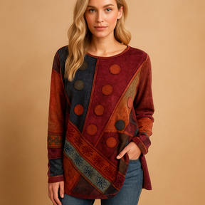 Etnische print off-shoulder top met ontspannen pasvorm | Elvira 1