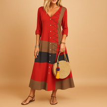 Midi Jurk Dames met Zig-Zag Details en Losse Pasvorm | Feline 4