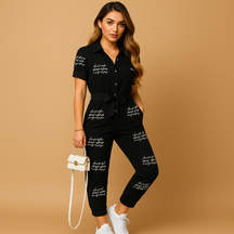 Dames jumpsuit met knoopsluiting en getailleerd ontwerp | Elvira 5