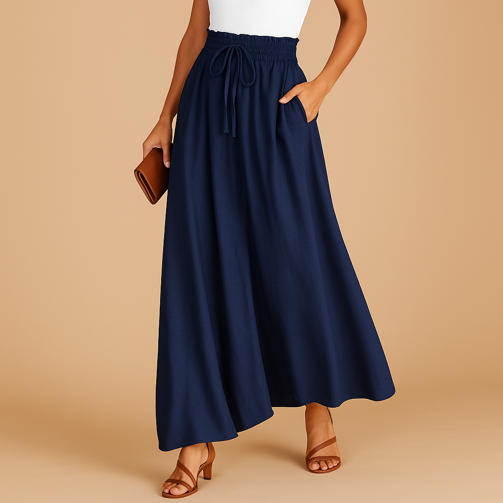Hoge Taille Broek Dames met Wijde Pijpen en Elastische Band | Yara 6