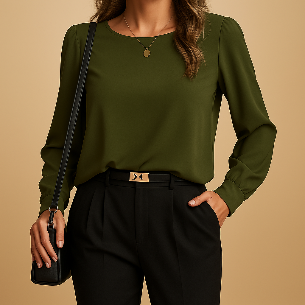 Dames blouse lange mouw van ademende stof voor herfst | Luna 2