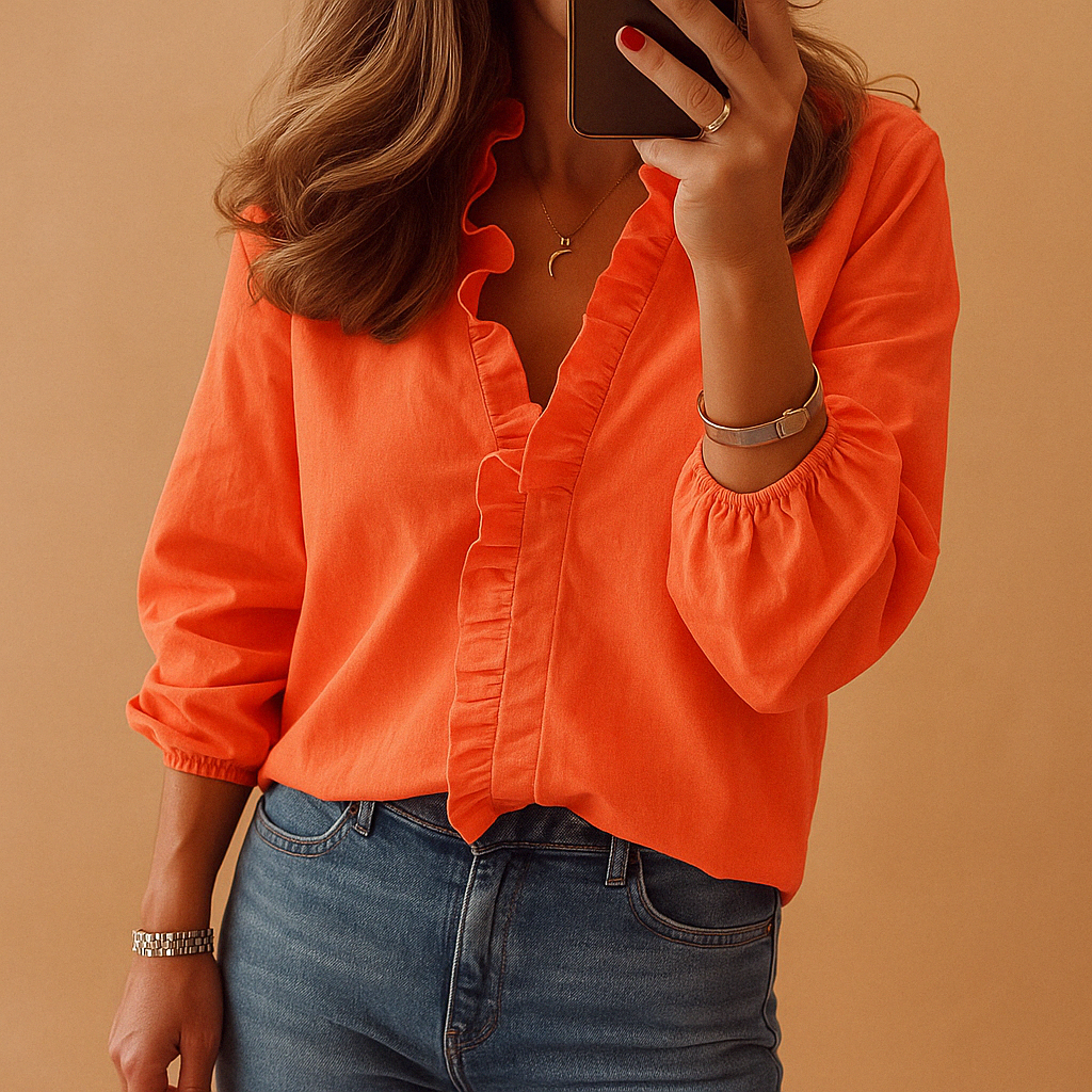 Blouse dames met elegante ruches voor werk en casual | Elise 1