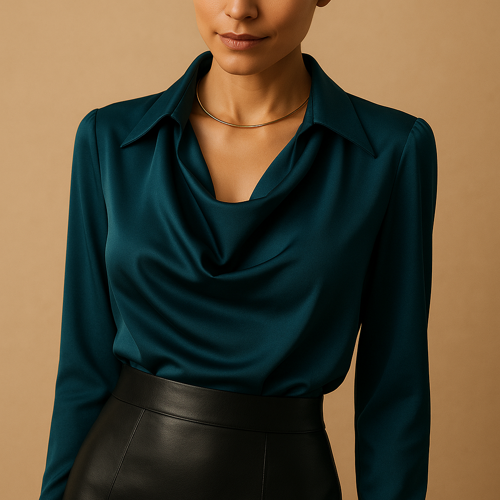 Dames Blouse Lange Mouw van Lichtgewicht Materiaal | Mirthe 1