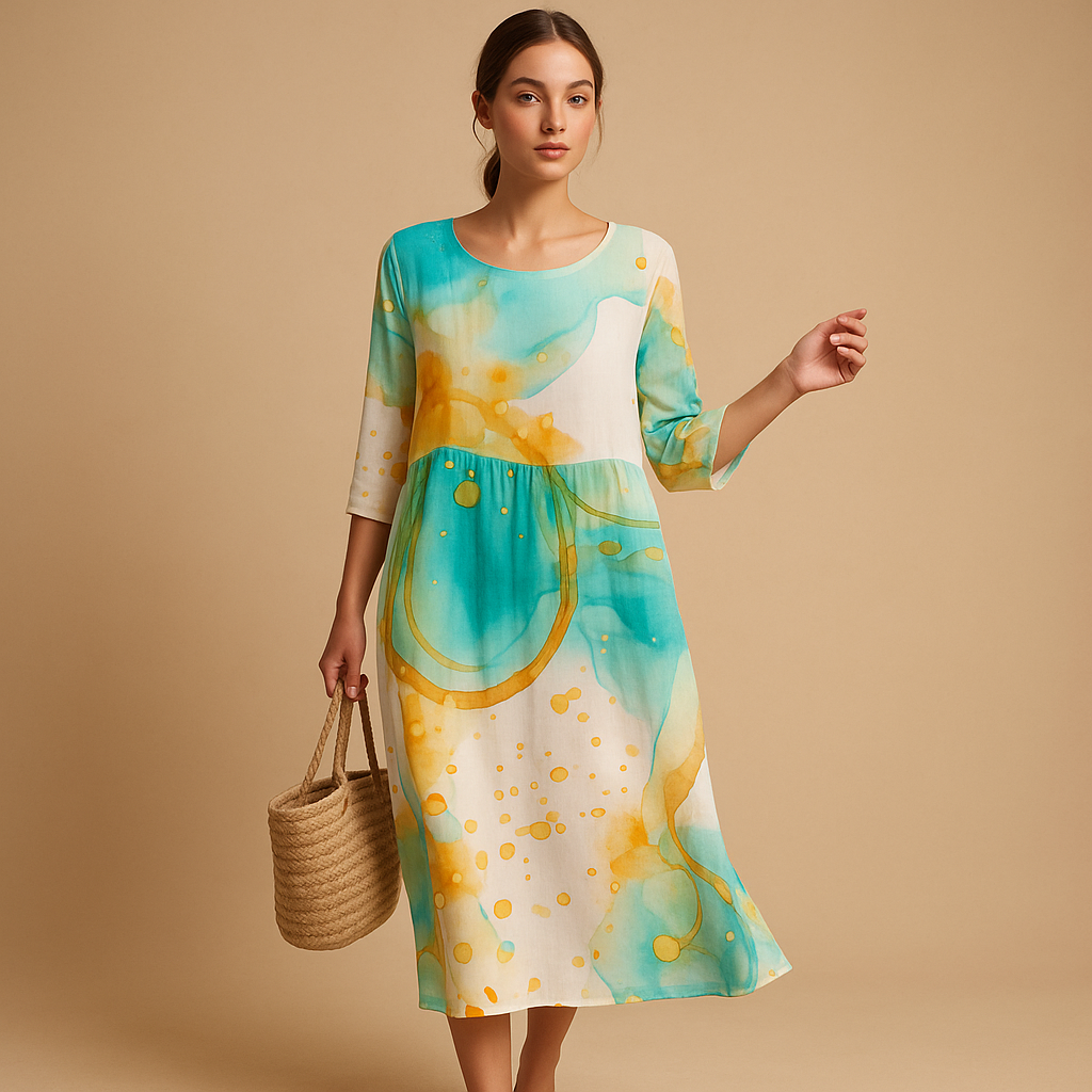 Elegante midi jurk dames van ademende stof voor elke gelegenheid | Maëlle 2