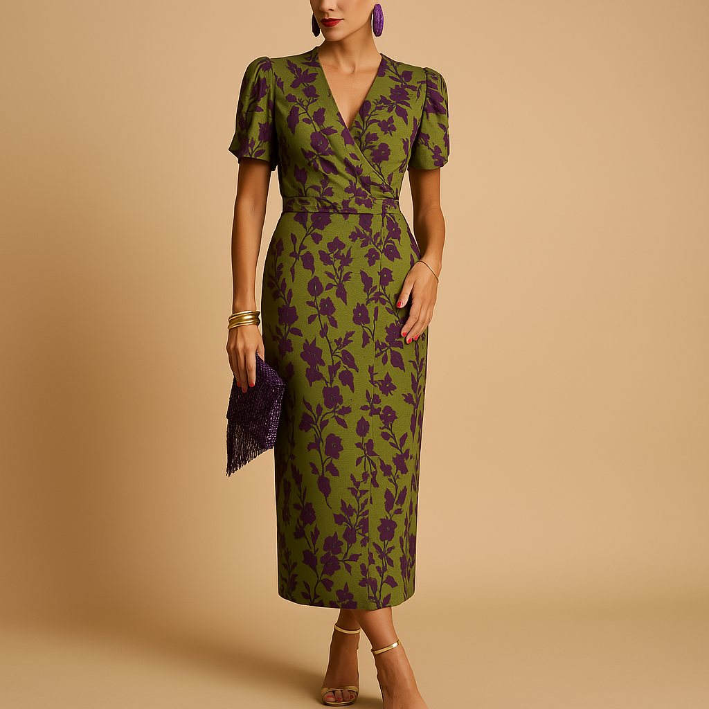 Elegante Damesjurk met Pofmouwen voor Feestelijke Momenten | Milou 2