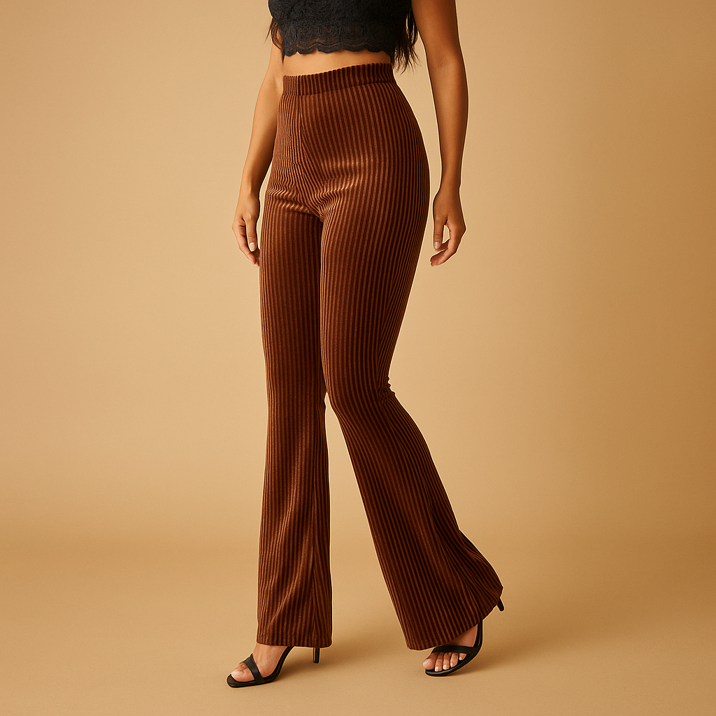 Flared broek van ribstof met hoge taille voor dames | Yara 2