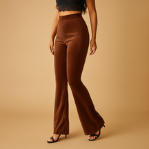 Flared broek van ribstof met hoge taille voor dames | Yara 2