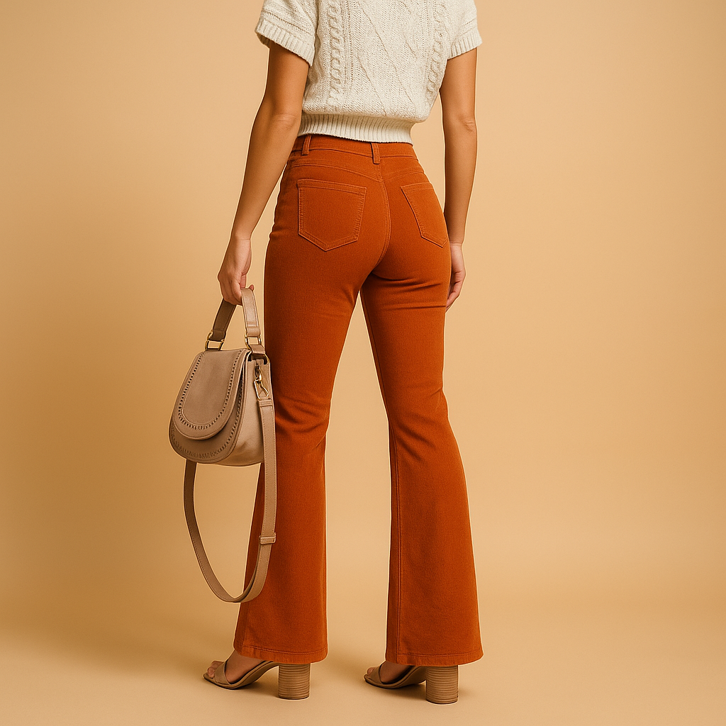 Hoge Taille Flared Broek Dames van Milieuvriendelijk Corduroy | Yinthe 2