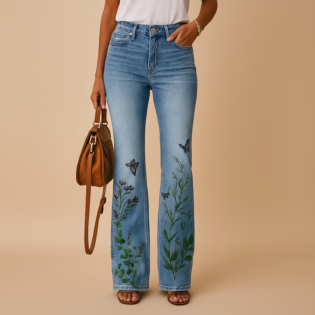 Flared Jeans Dames met Bloemenprint voor een Speelse Look | Yara 2