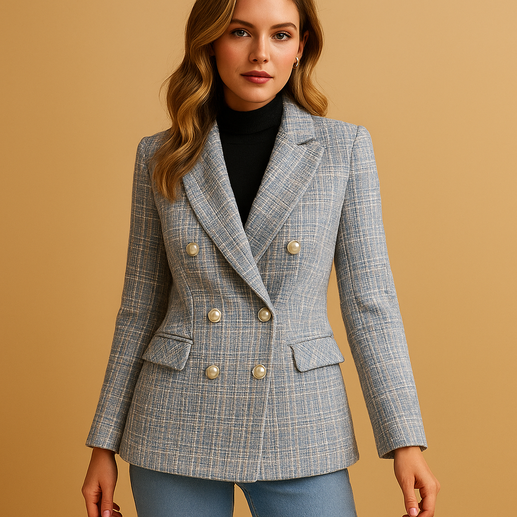 Geruite blazer dames met getailleerde pasvorm voor elke gelegenheid | Mirte 3