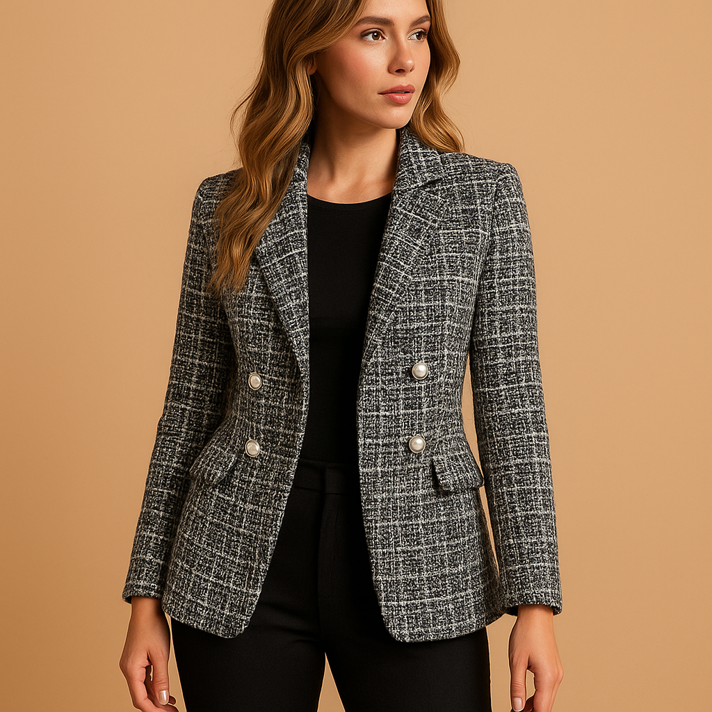 Geruite blazer dames met getailleerde pasvorm voor elke gelegenheid | Mirte 1
