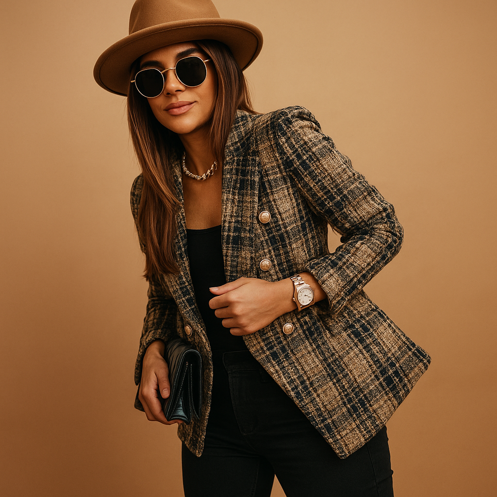 Zwarte blazer dames met elegante getailleerde pasvorm | Tessa 1