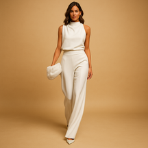 Variant image for Feestelijke jumpsuit met wijde pijpen en halterhals | Isabelle-25