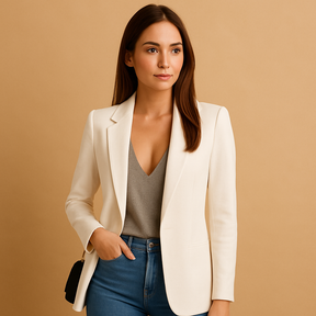 Slanke lange blazer voor dames met luxe uitstraling | Elise 6