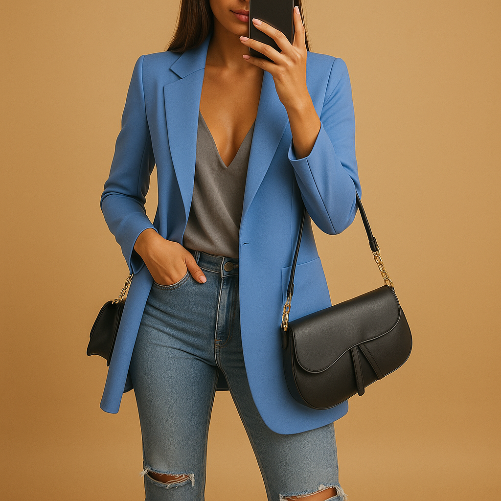 Slanke lange blazer voor dames met luxe uitstraling | Elise 2